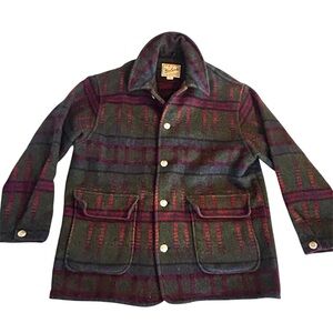 Woolrich Vintage Wool Blanket Chore Jacket Mens XL Multicolor Aztec Southwest
